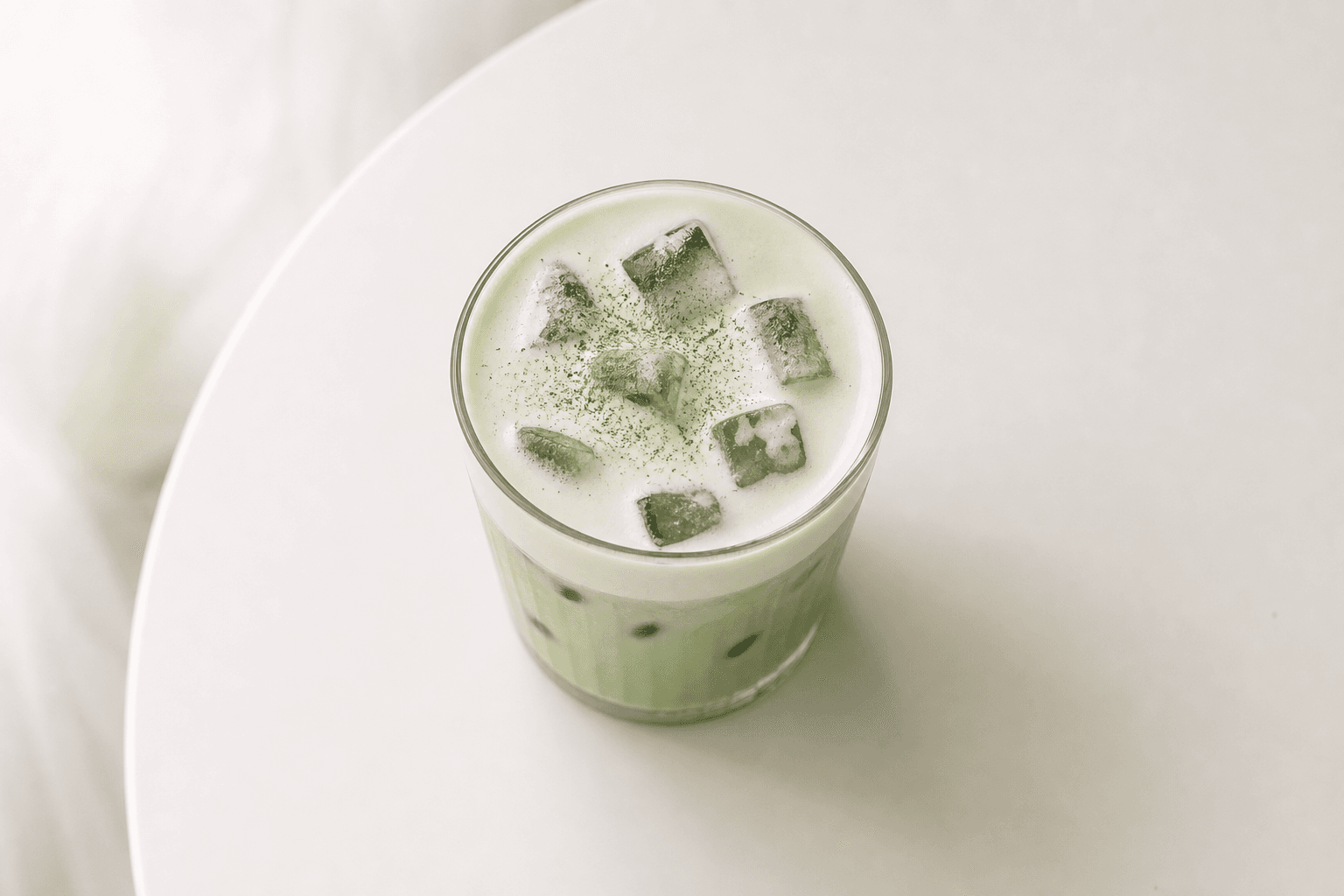 Layered iced matcha with cream